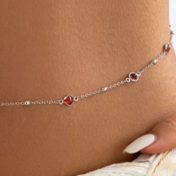 I'll Try To Restock Belly Chain Zircon Clear Pink Blue Red Black Waist Chain - Picture 10 of 16